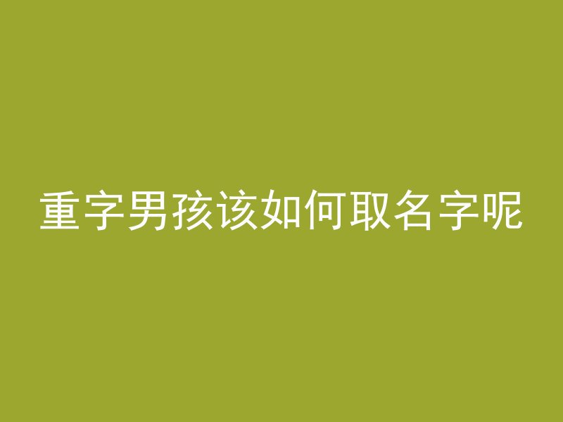 重字男孩该如何取名字呢