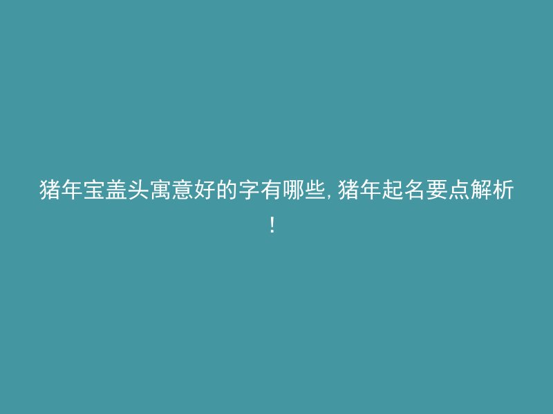 猪年宝盖头寓意好的字有哪些,猪年起名要点解析！