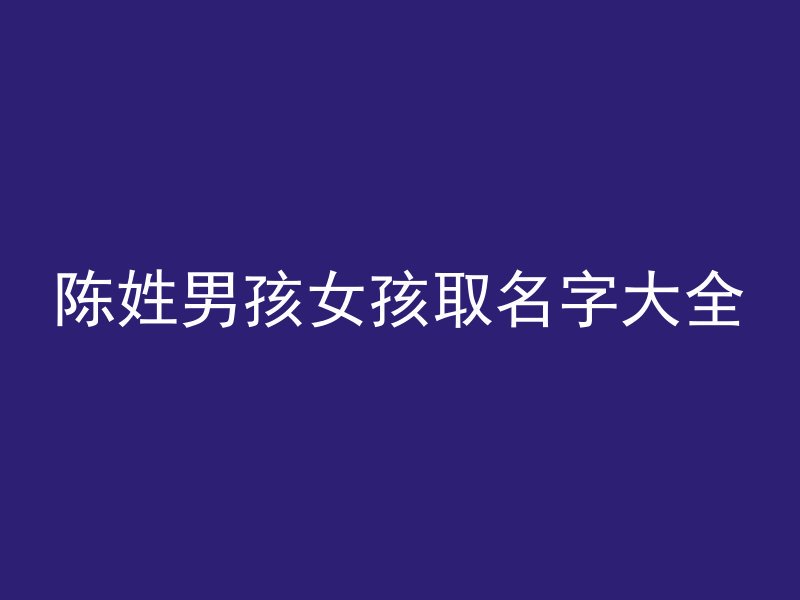 陈姓男孩女孩取名字大全