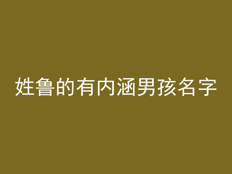 姓鲁的有内涵男孩名字