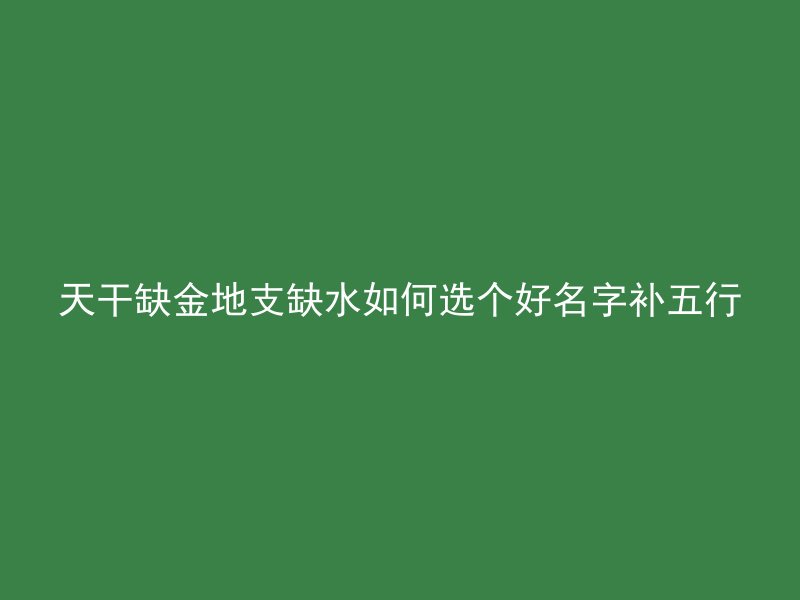 天干缺金地支缺水如何选个好名字补五行