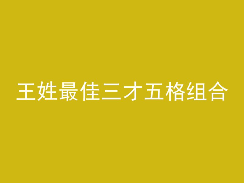 王姓最佳三才五格组合