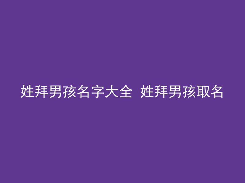 姓拜男孩名字大全 姓拜男孩取名