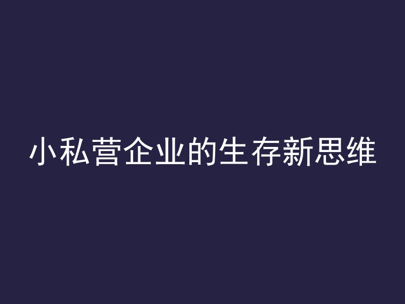 小私营企业的生存新思维