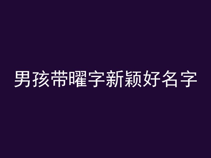 男孩带曜字新颖好名字