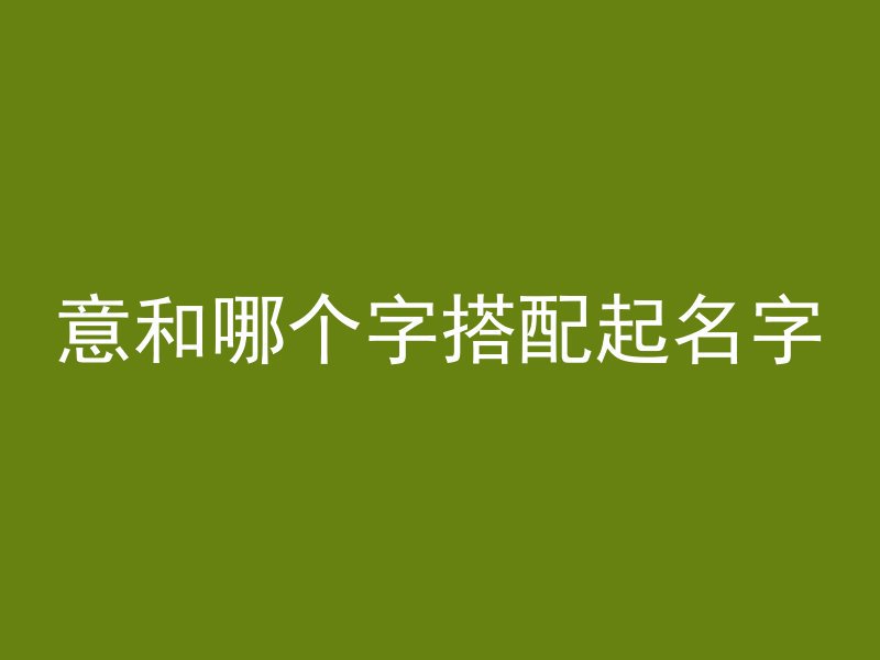 意和哪个字搭配起名字