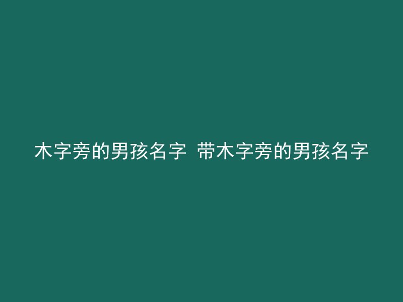 木字旁的男孩名字 带木字旁的男孩名字