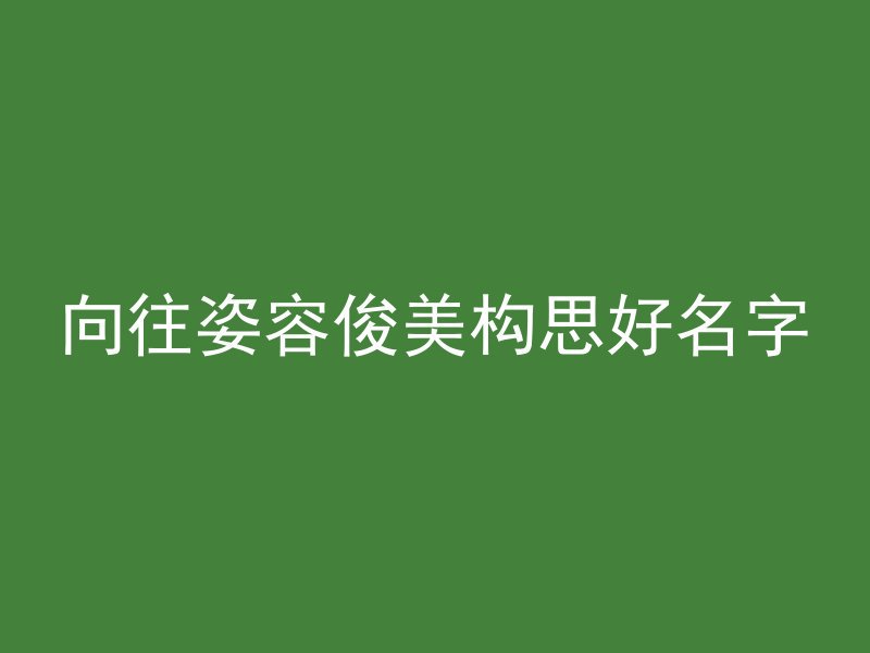 向往姿容俊美构思好名字