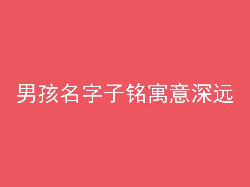 男孩名字子铭寓意深远