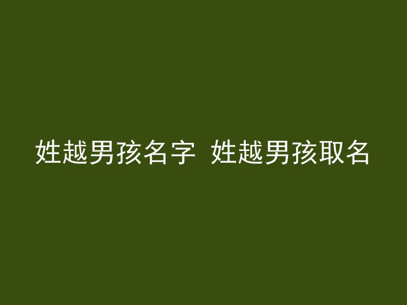 姓越男孩名字 姓越男孩取名