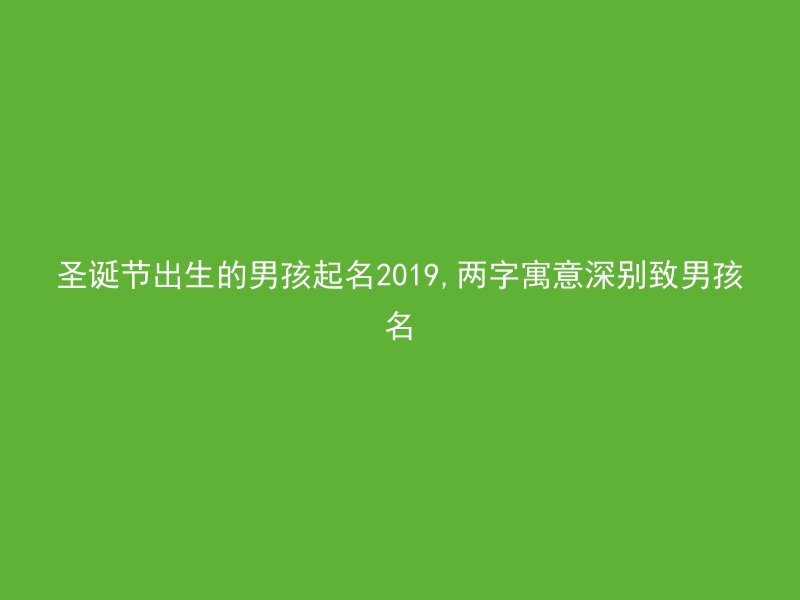 圣诞节出生的男孩起名2019,两字寓意深别致男孩名