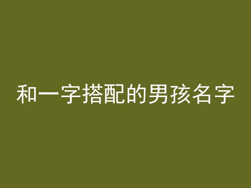 和一字搭配的男孩名字