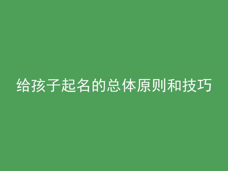 给孩子起名的总体原则和技巧