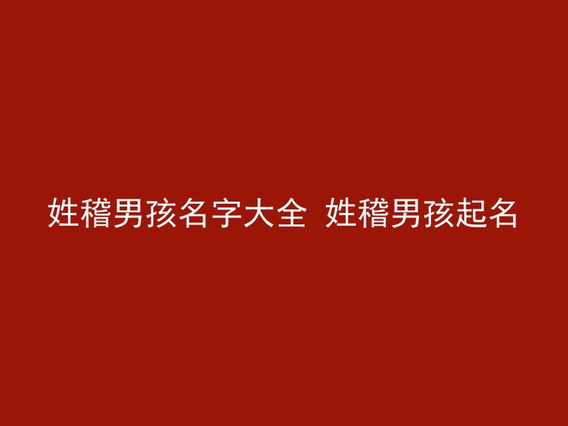 姓稽男孩名字大全 姓稽男孩起名