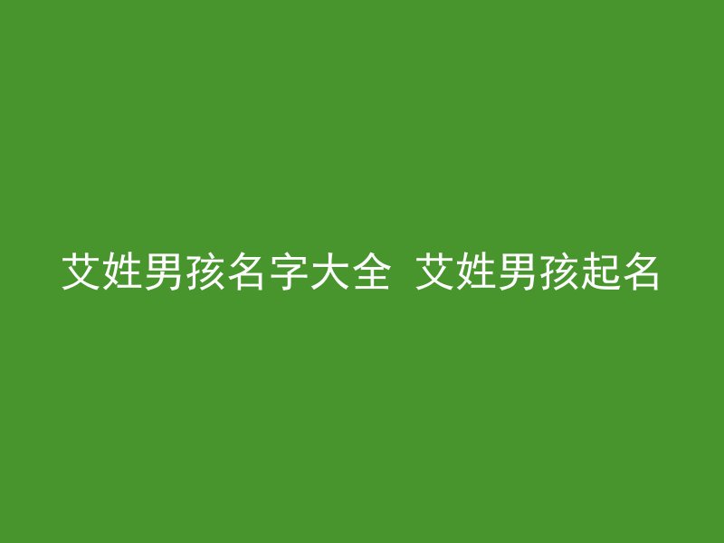 艾姓男孩名字大全 艾姓男孩起名