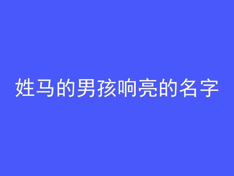 姓马的男孩响亮的名字