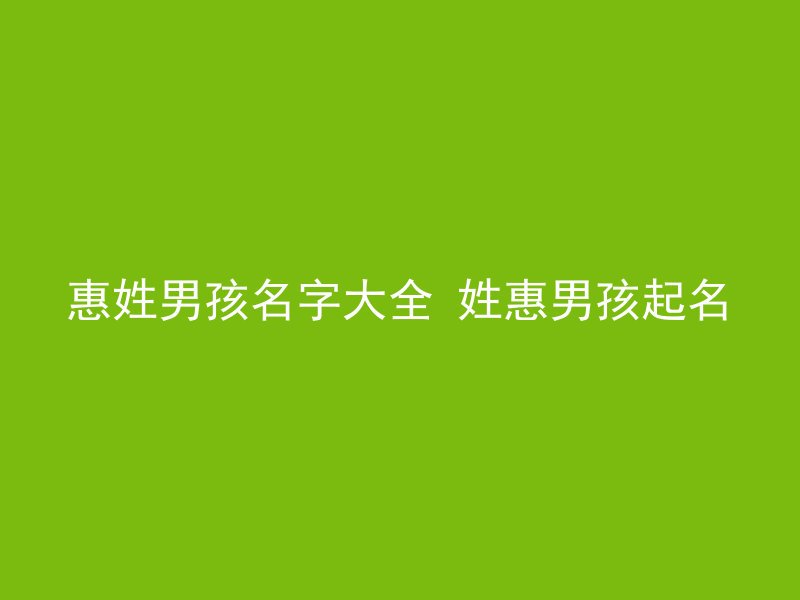 惠姓男孩名字大全 姓惠男孩起名