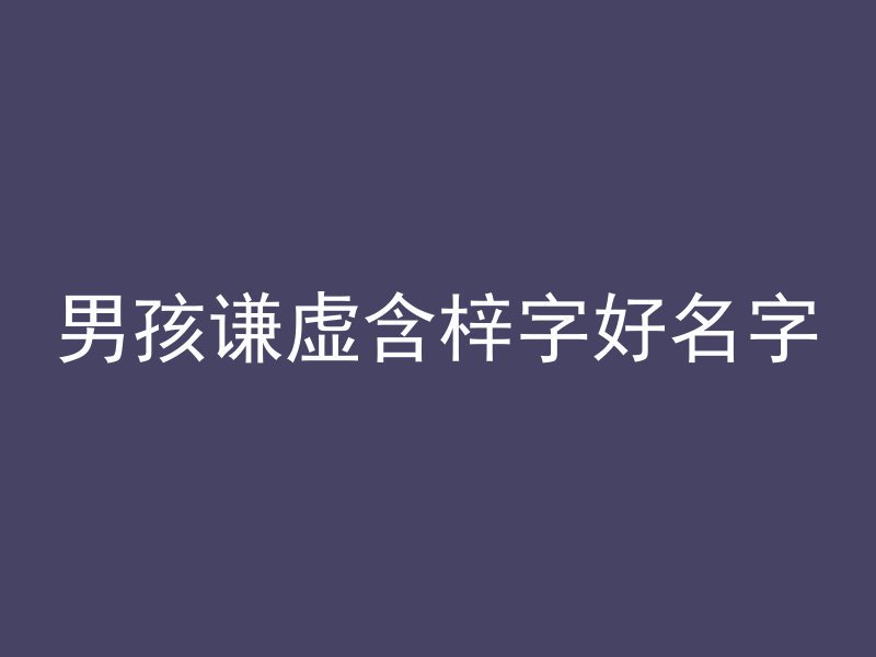 男孩谦虚含梓字好名字