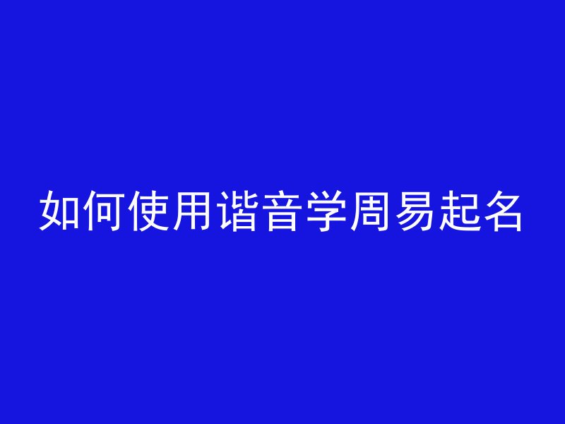 如何使用谐音学周易起名