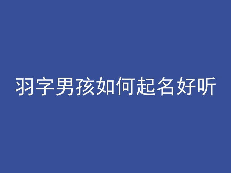 羽字男孩如何起名好听