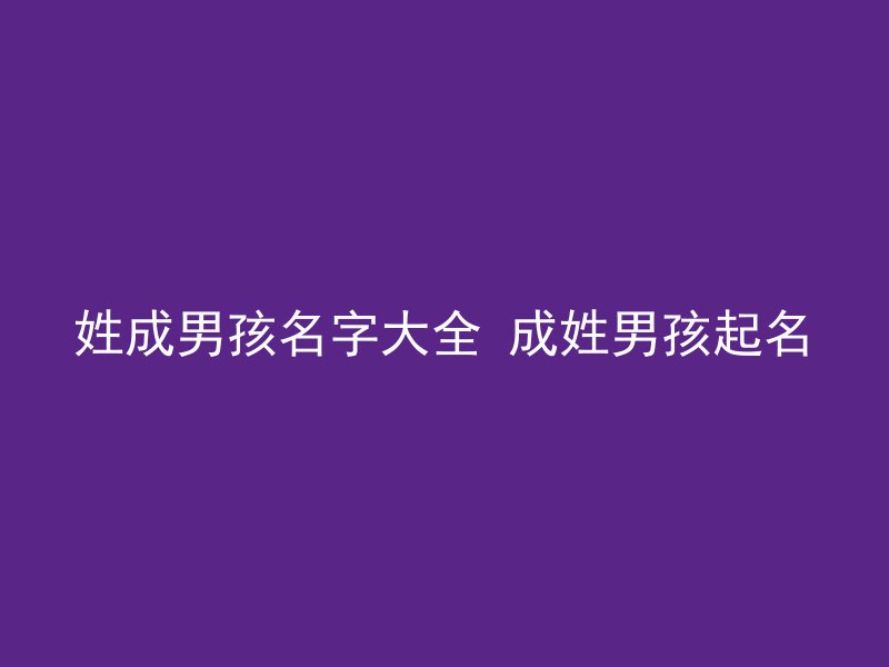 姓成男孩名字大全 成姓男孩起名