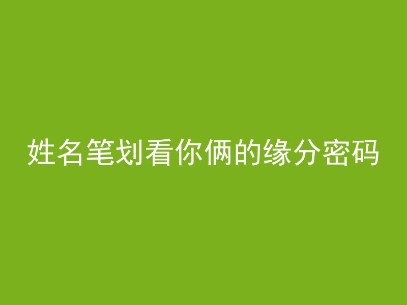 姓名笔划看你俩的缘分密码