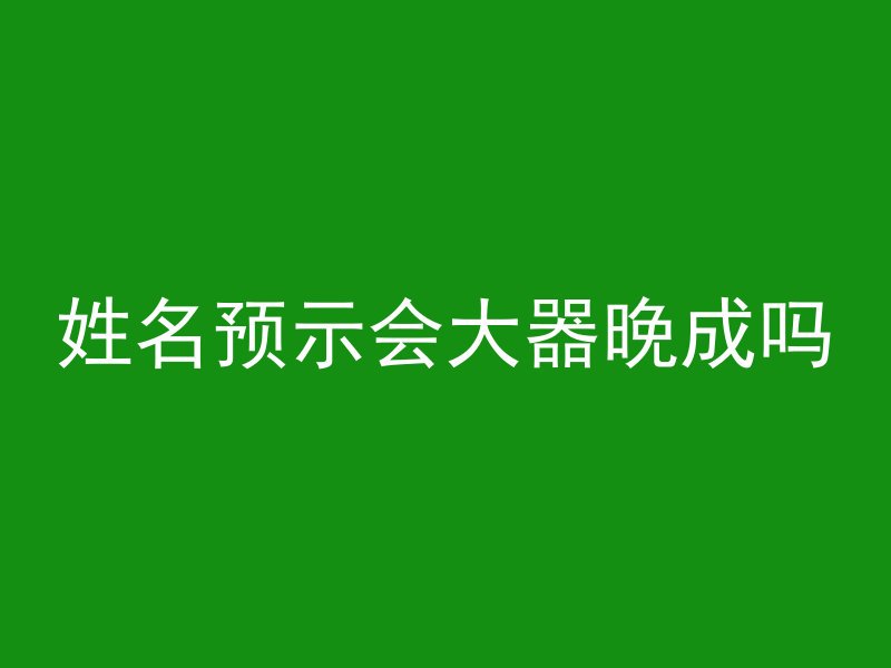 姓名预示会大器晚成吗