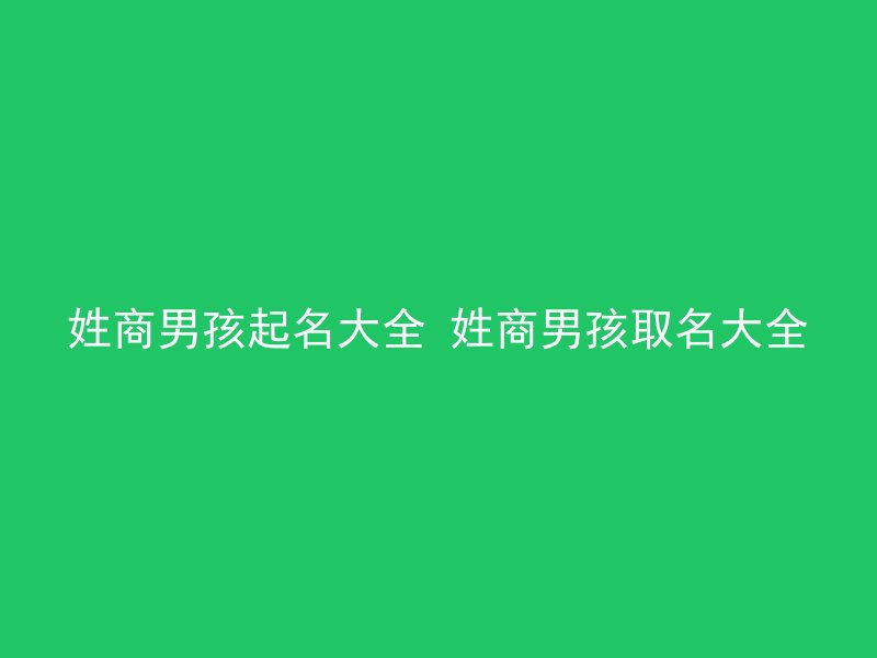 姓商男孩起名大全 姓商男孩取名大全