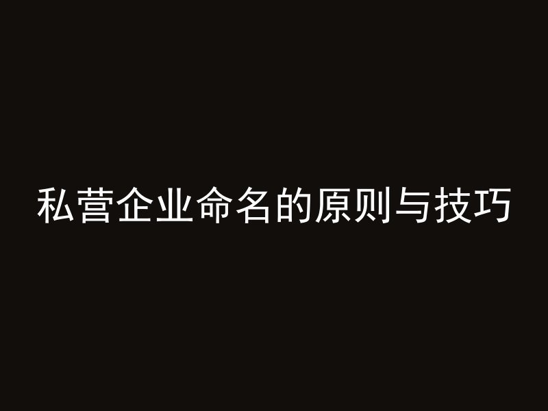 私营企业命名的原则与技巧