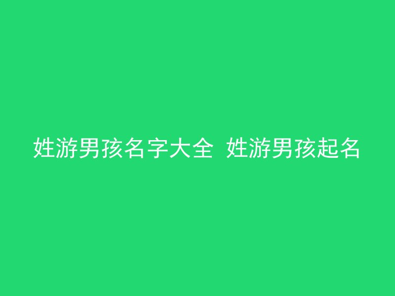 姓游男孩名字大全 姓游男孩起名