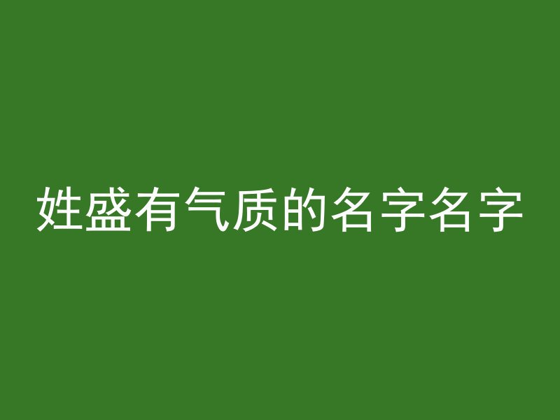 姓盛有气质的名字名字