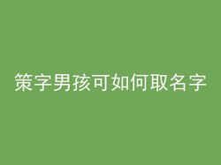 策字男孩可如何取名字