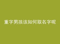 重字男孩该如何取名字呢