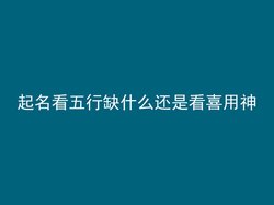 起名看五行缺什么还是看喜用神