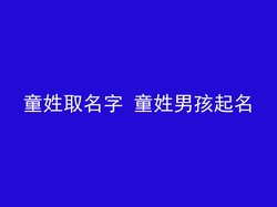 童姓取名字 童姓男孩起名