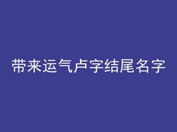 带来运气卢字结尾名字