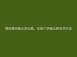 易经取名缺土怎么取，生辰八字缺土的名字大全