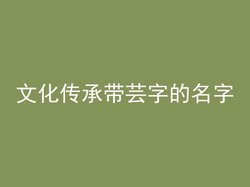 文化传承带芸字的名字