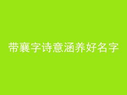 带襄字诗意涵养好名字