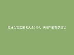 吴姓女宝宝取名大全2024，美丽与智慧的结合