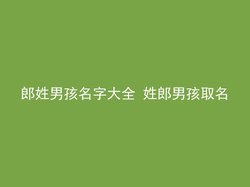 郎姓男孩名字大全 姓郎男孩取名