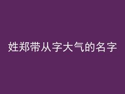 姓郑带从字大气的名字