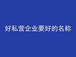 好私营企业要好的名称