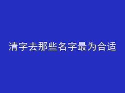 清字去那些名字最为合适