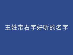 王姓带右字好听的名字