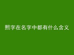 熙字在名字中都有什么含义