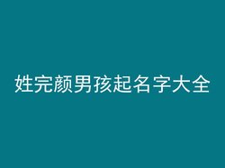 姓完颜男孩起名字大全