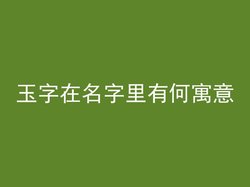 玉字在名字里有何寓意