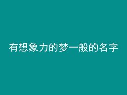 有想象力的梦一般的名字