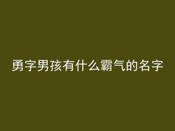 勇字男孩有什么霸气的名字